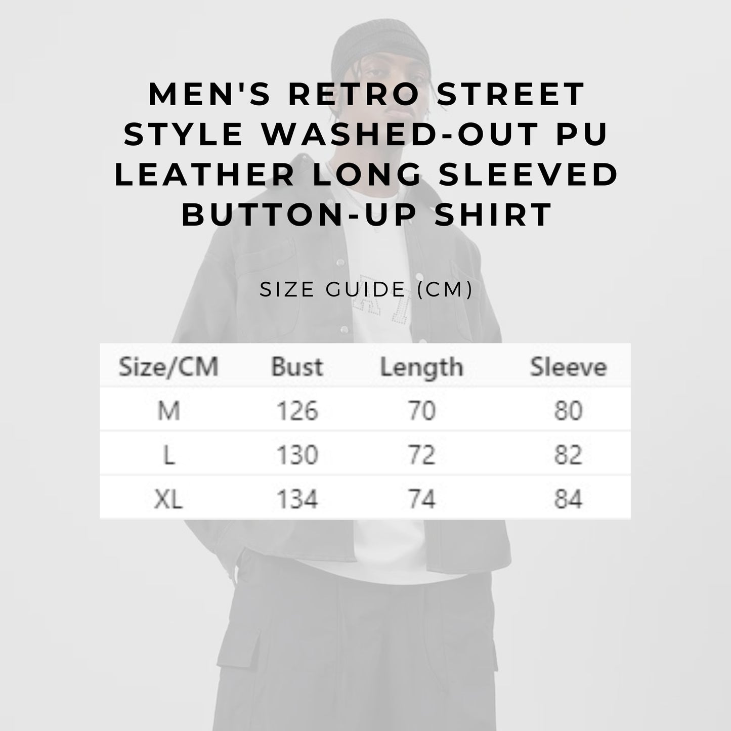 Men's Retro Street Style Washed-out PU Leather Long Sleeved Button-up Shirt - ChoreGirl
