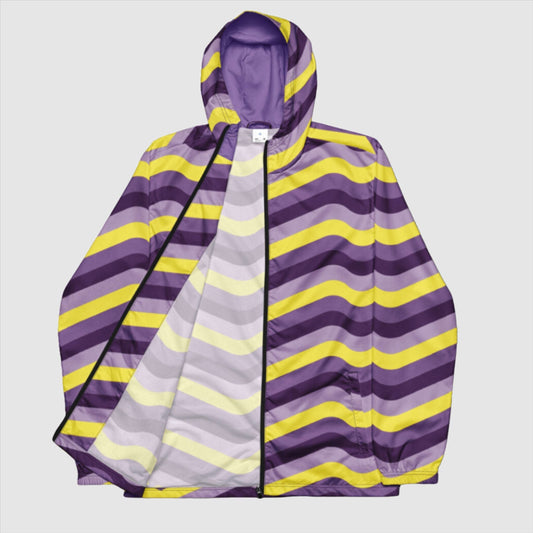 Custom Men’s Retro Wavy Lines Windbreaker Jacket | PERSONALIZED - ChoreGirl