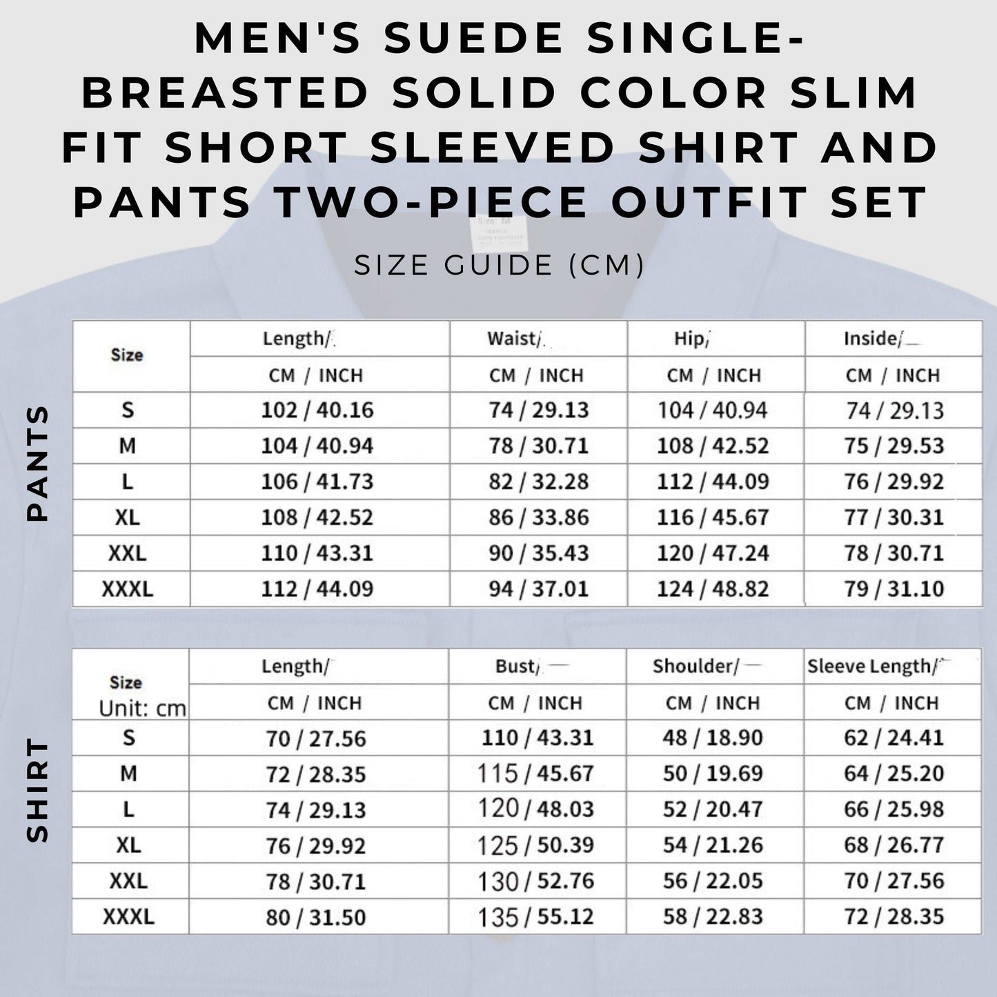 Men's Suede Single-breasted Solid Color Slim Fit Short Sleeved Shirt and Pants Two-piece Outfit Set - ChoreGirl