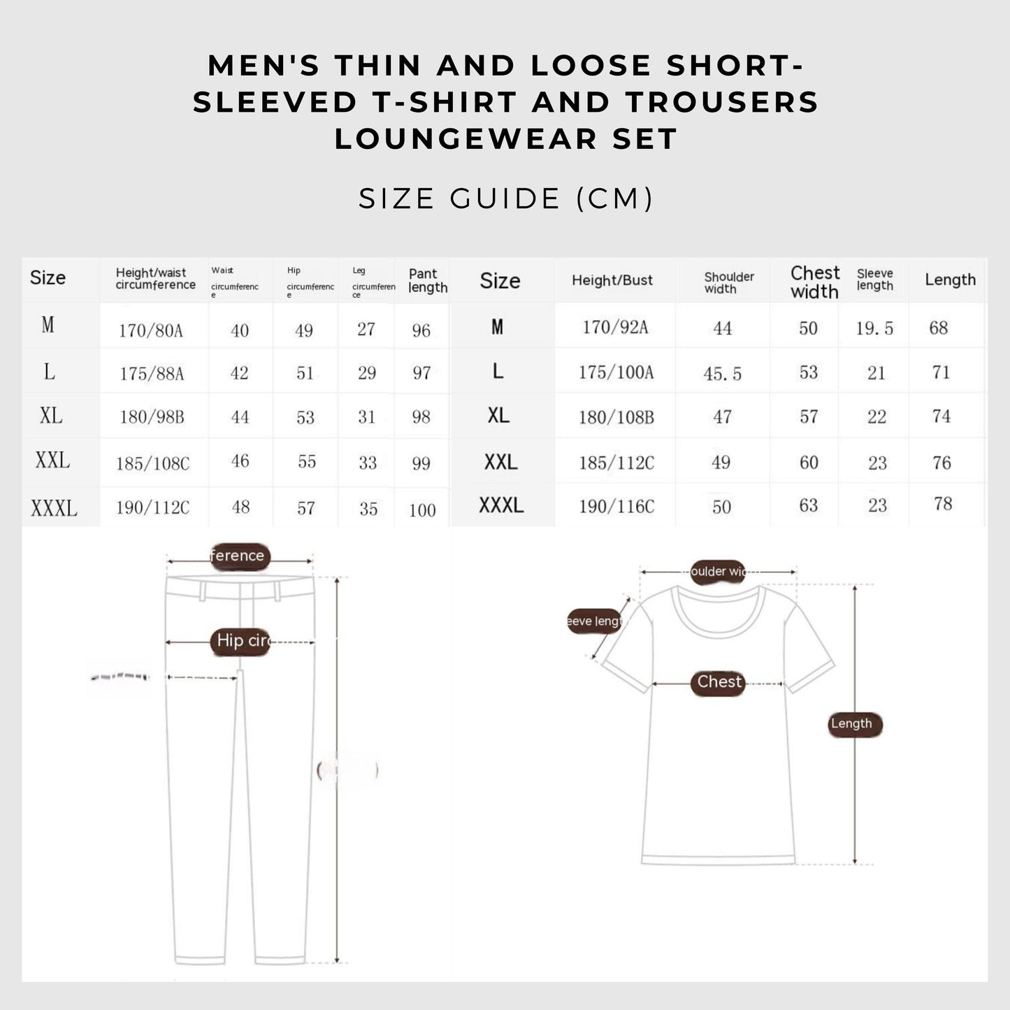 Men's Thin and Loose Short-sleeved T-shirt and Trousers Loungewear Set - ChoreGirl