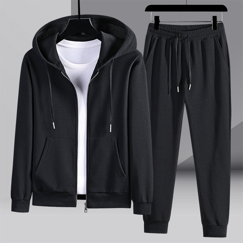 Men's Casual Hooded Zip-up jacket and Sweatpants Sportswear Set - ChoreGirl