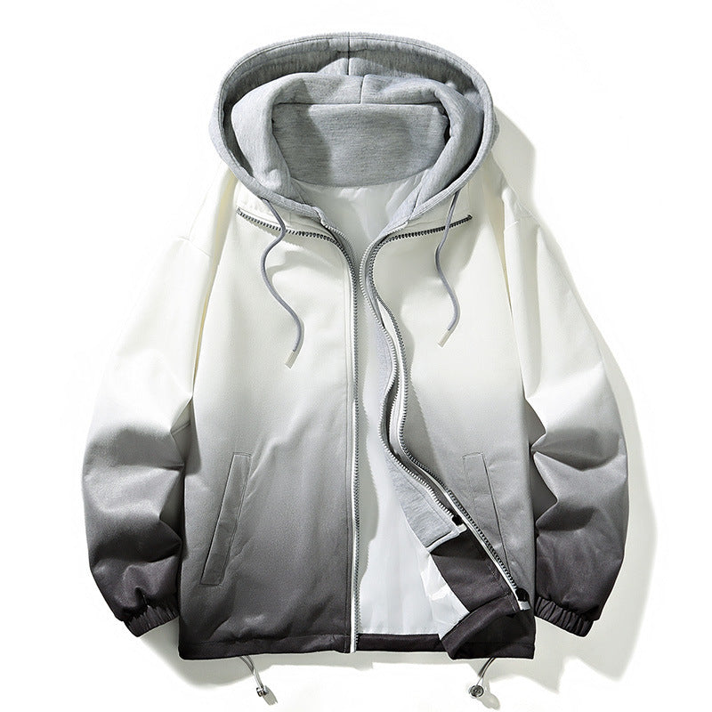 Men's Casual Loose-fitting Gradient Hoodie Jacket - ChoreGirl