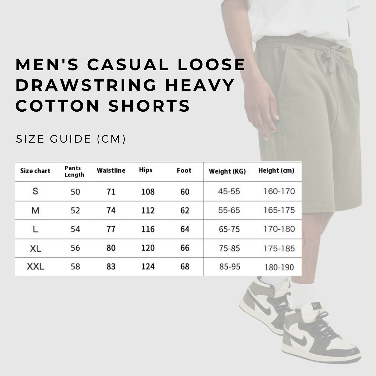 Men's Casual Loose Drawstring Heavy Cotton Shorts - ChoreGirl