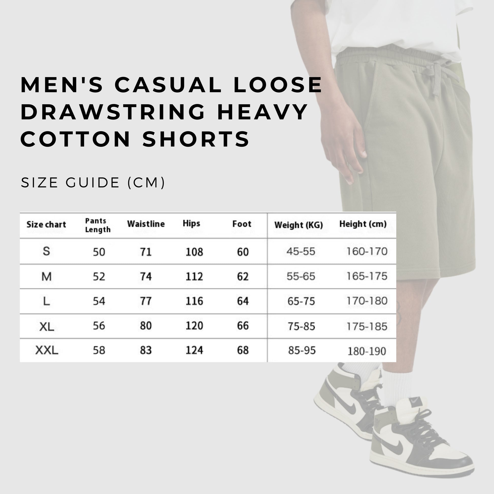 Men's Casual Loose Drawstring Heavy Cotton Shorts - ChoreGirl