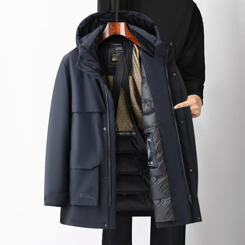Men's Casual Mid-length Down Coat - ChoreGirl