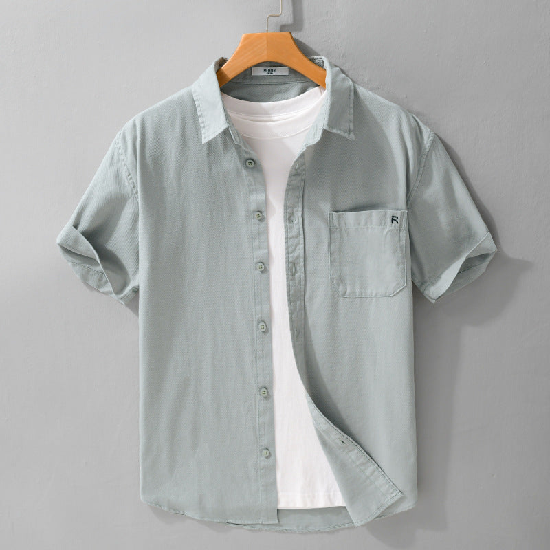Men's Casual Pure Cotton Short Sleeved Shirt - ChoreGirl
