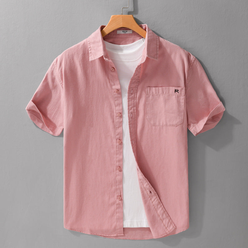 Men's Casual Pure Cotton Short Sleeved Shirt - ChoreGirl