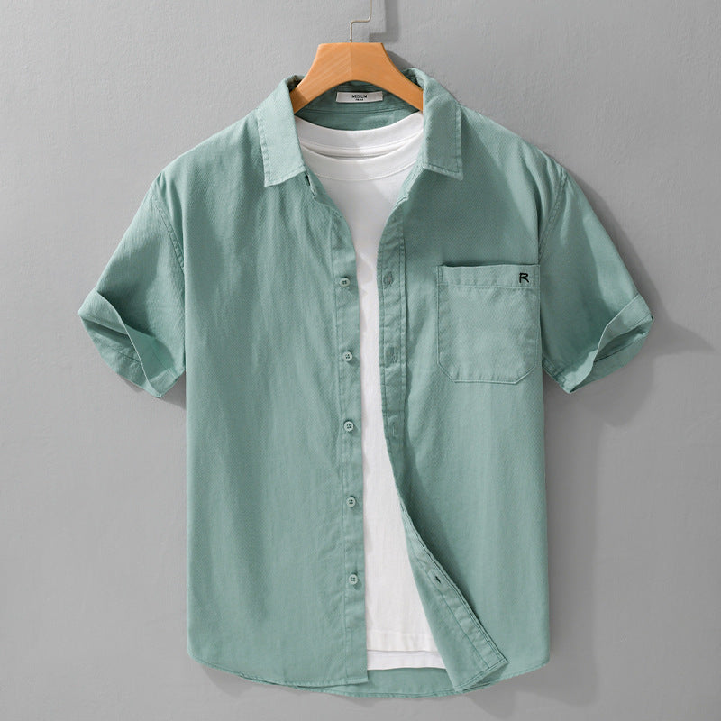 Men's Casual Pure Cotton Short Sleeved Shirt - ChoreGirl