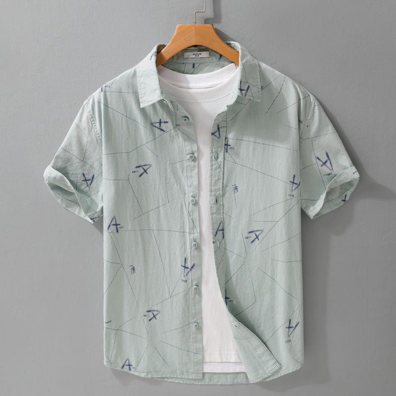 Men's Casual Trendy Print Short Sleeve Shirt - ChoreGirl