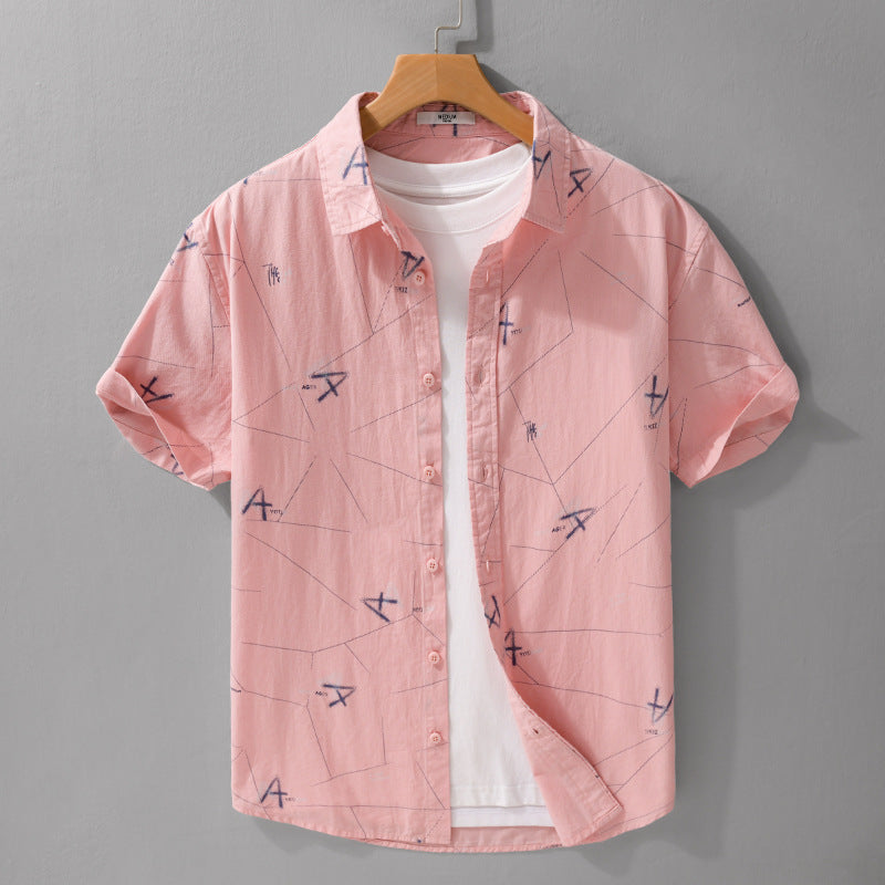 Men's Casual Trendy Print Short Sleeve Shirt - ChoreGirl