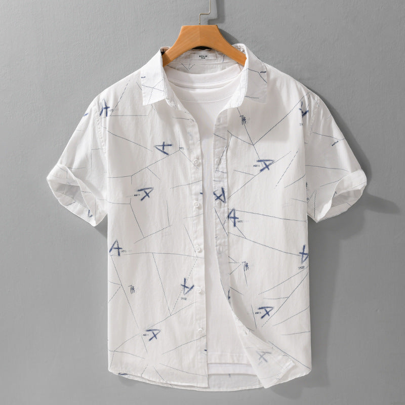 Men's Casual Trendy Print Short Sleeve Shirt - ChoreGirl