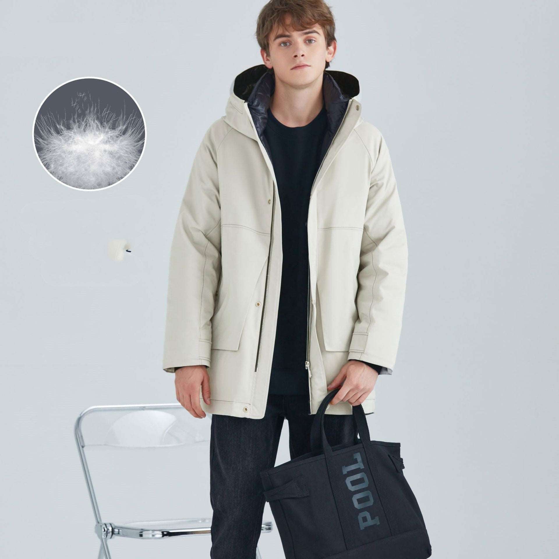 Men's Casual Winter White Duck Down Coat - ChoreGirl