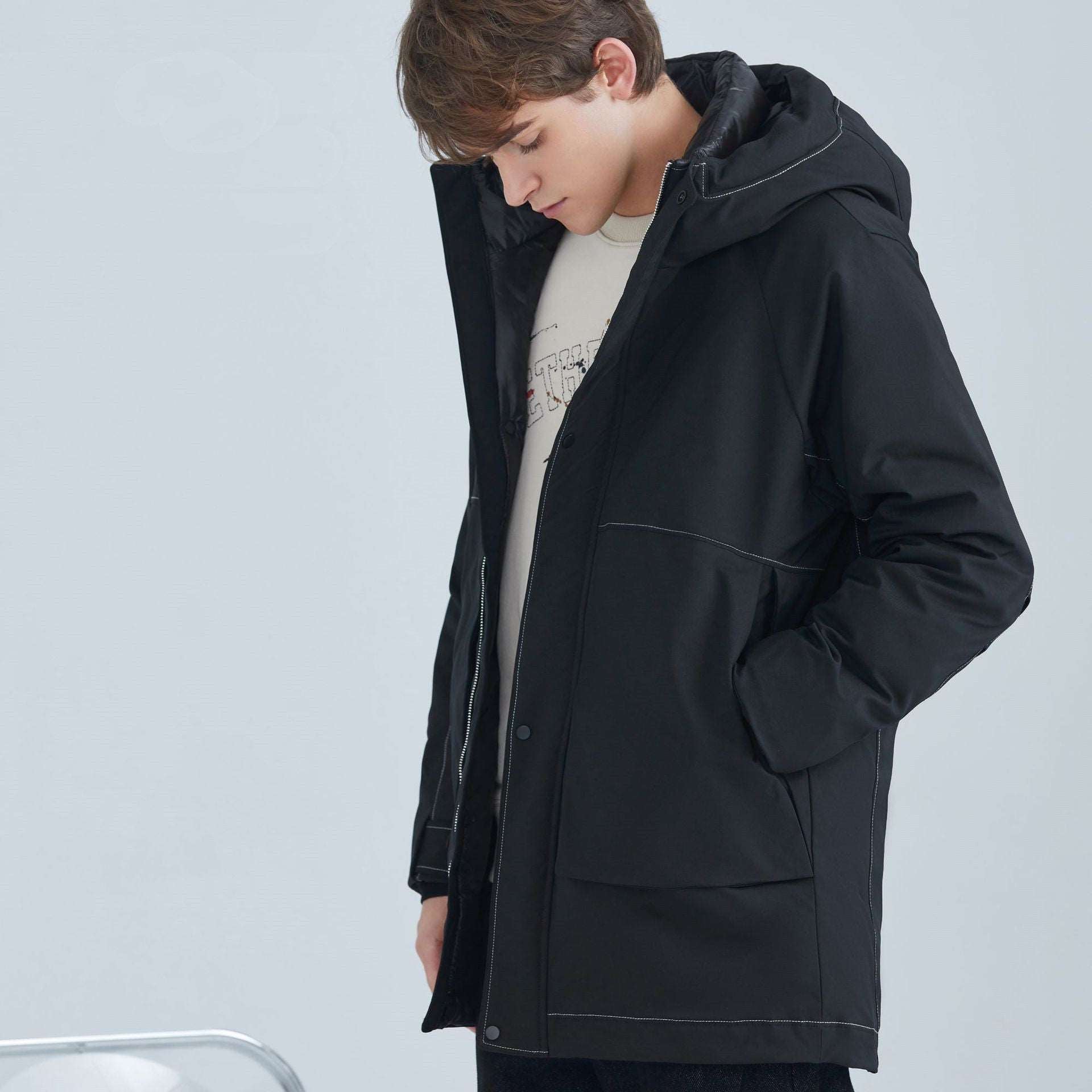 Men's Casual Winter White Duck Down Coat - ChoreGirl