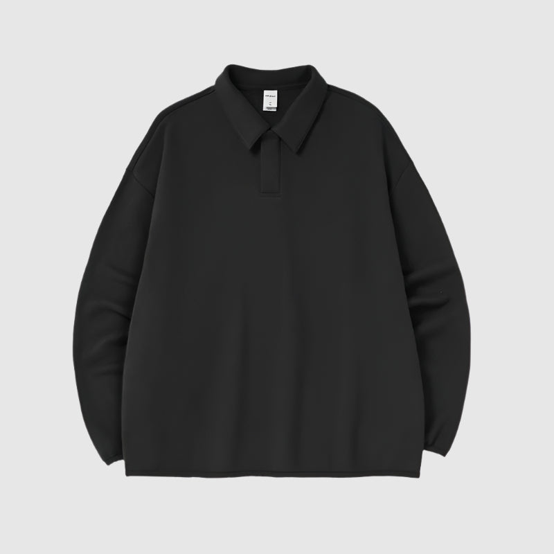 Men's Drop Shoulder Warm Fleece Polo Sweatshirt - ChoreGirl