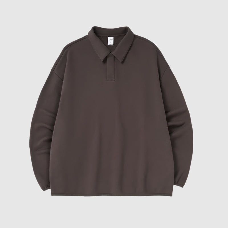 Men's Drop Shoulder Warm Fleece Polo Sweatshirt - ChoreGirl