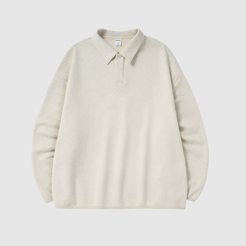 Men's Drop Shoulder Warm Fleece Polo Sweatshirt - ChoreGirl