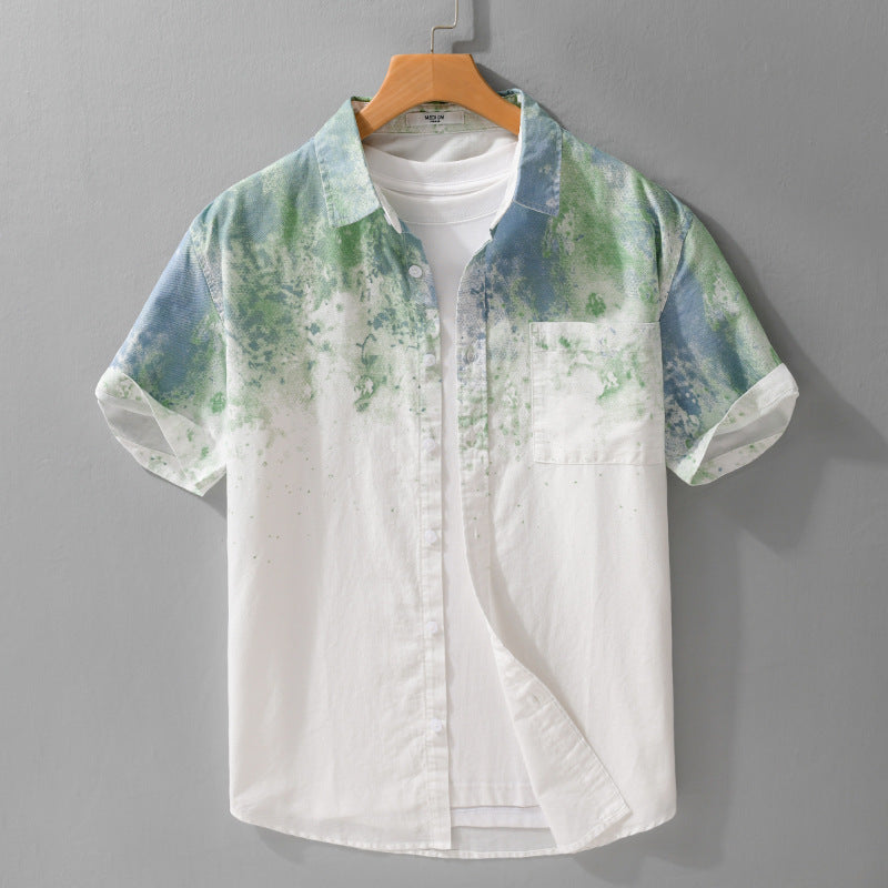Men's Dyed Short Sleeved Pure Cotton Shirt - ChoreGirl