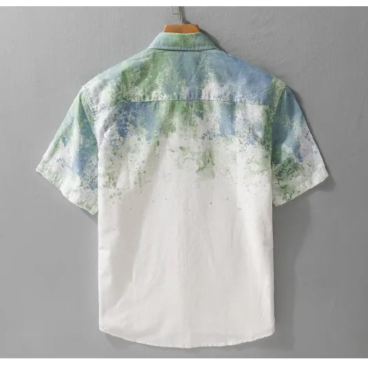 Men's Dyed Short Sleeved Pure Cotton Shirt - ChoreGirl