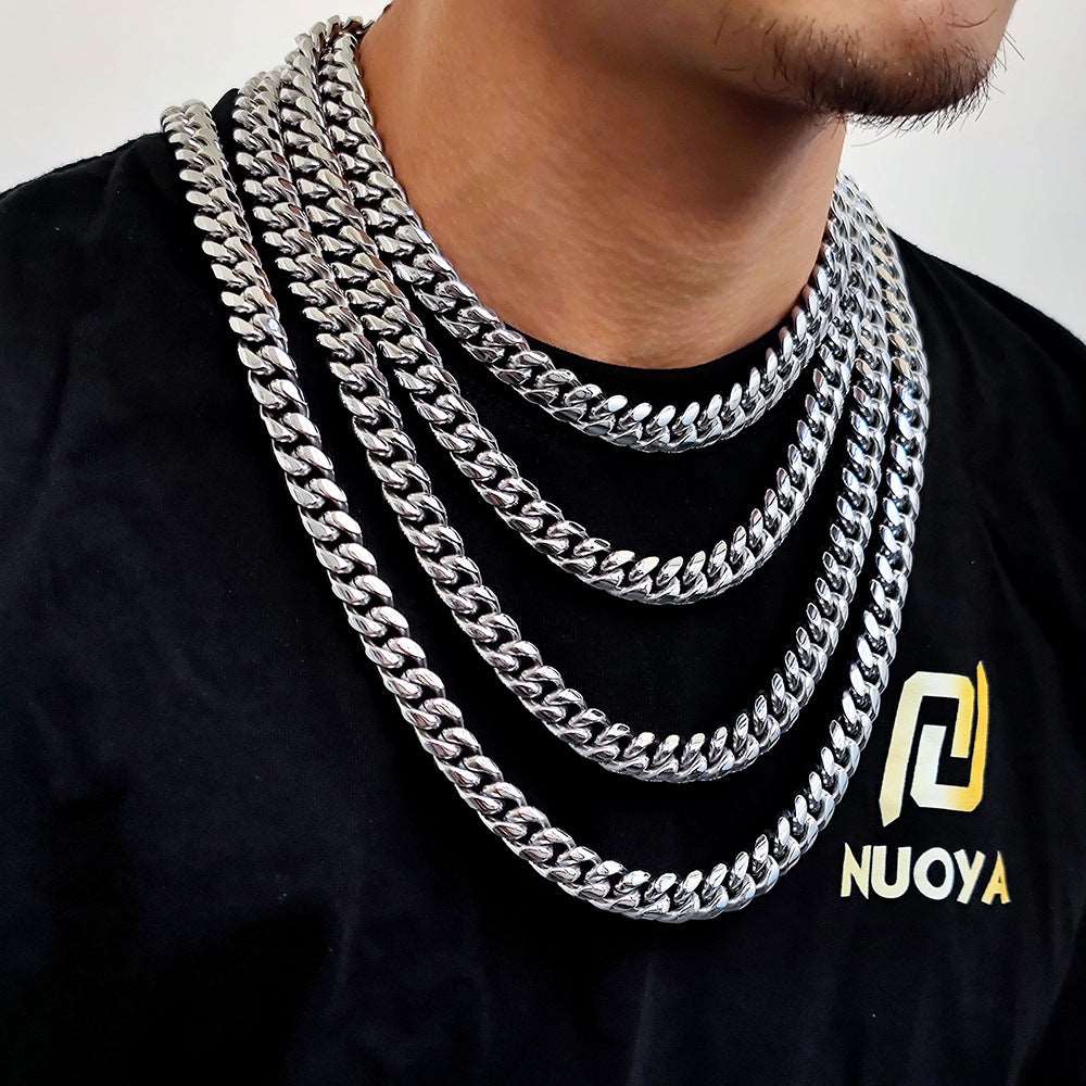 Men's Hip Hop Titanium Steel Cuban Link Chain Necklace - ChoreGirl