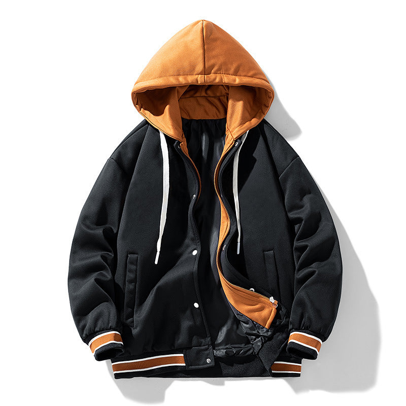 Men's Hooded Cardigan Fleece Baseball Style Jacket - ChoreGirl