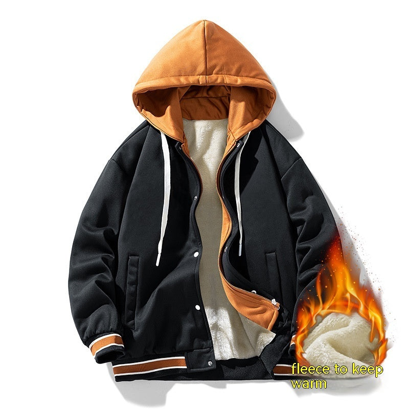 Men's Hooded Cardigan Fleece Baseball Style Jacket - ChoreGirl