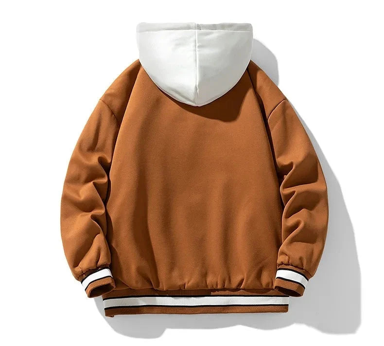 Men's Hooded Cardigan Fleece Baseball Style Jacket - ChoreGirl