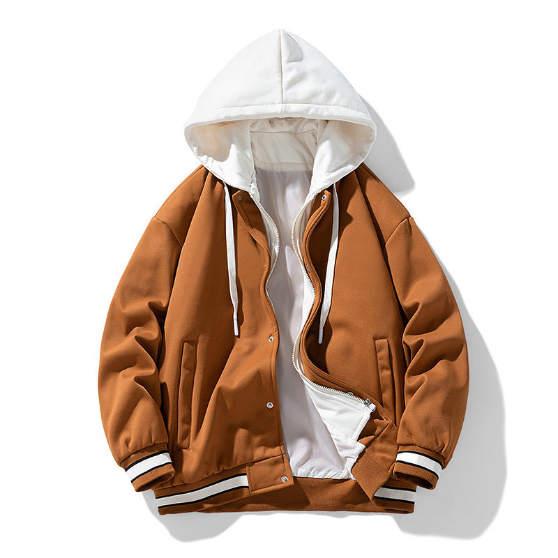 Men's Hooded Cardigan Fleece Baseball Style Jacket - ChoreGirl