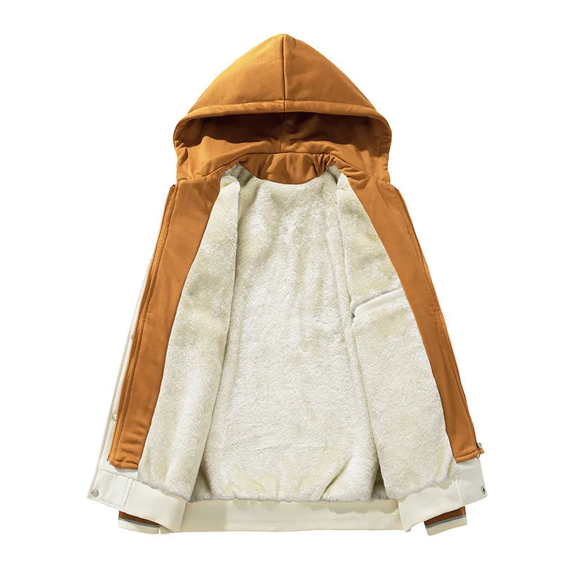 Men's Hooded Cardigan Fleece Baseball Style Jacket - ChoreGirl