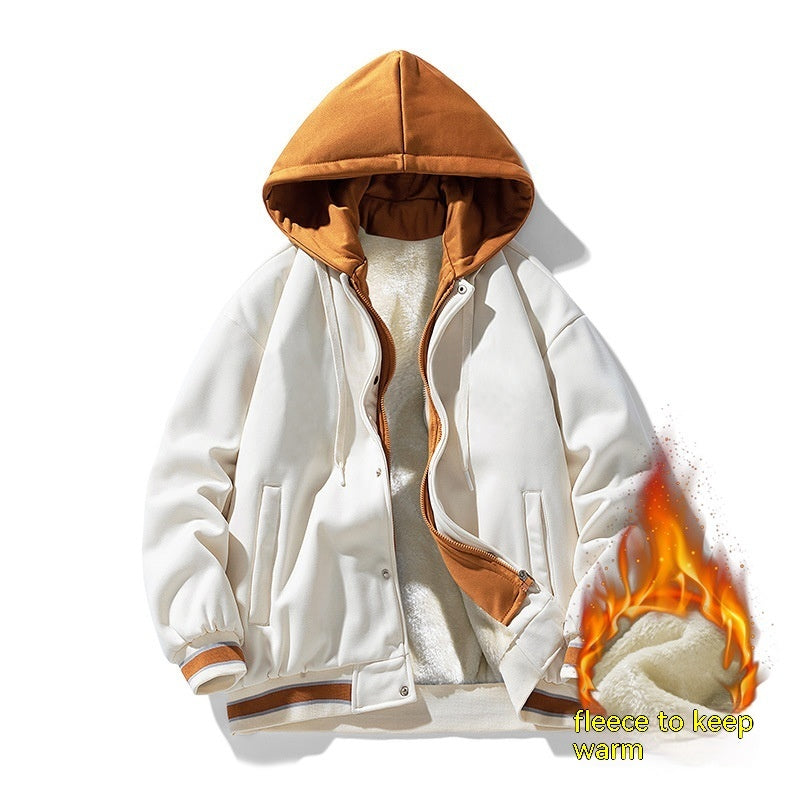 Men's Hooded Cardigan Fleece Baseball Style Jacket - ChoreGirl
