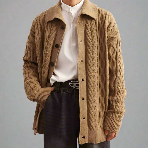 Men's Retro Twist Knit Cardigan - ChoreGirl