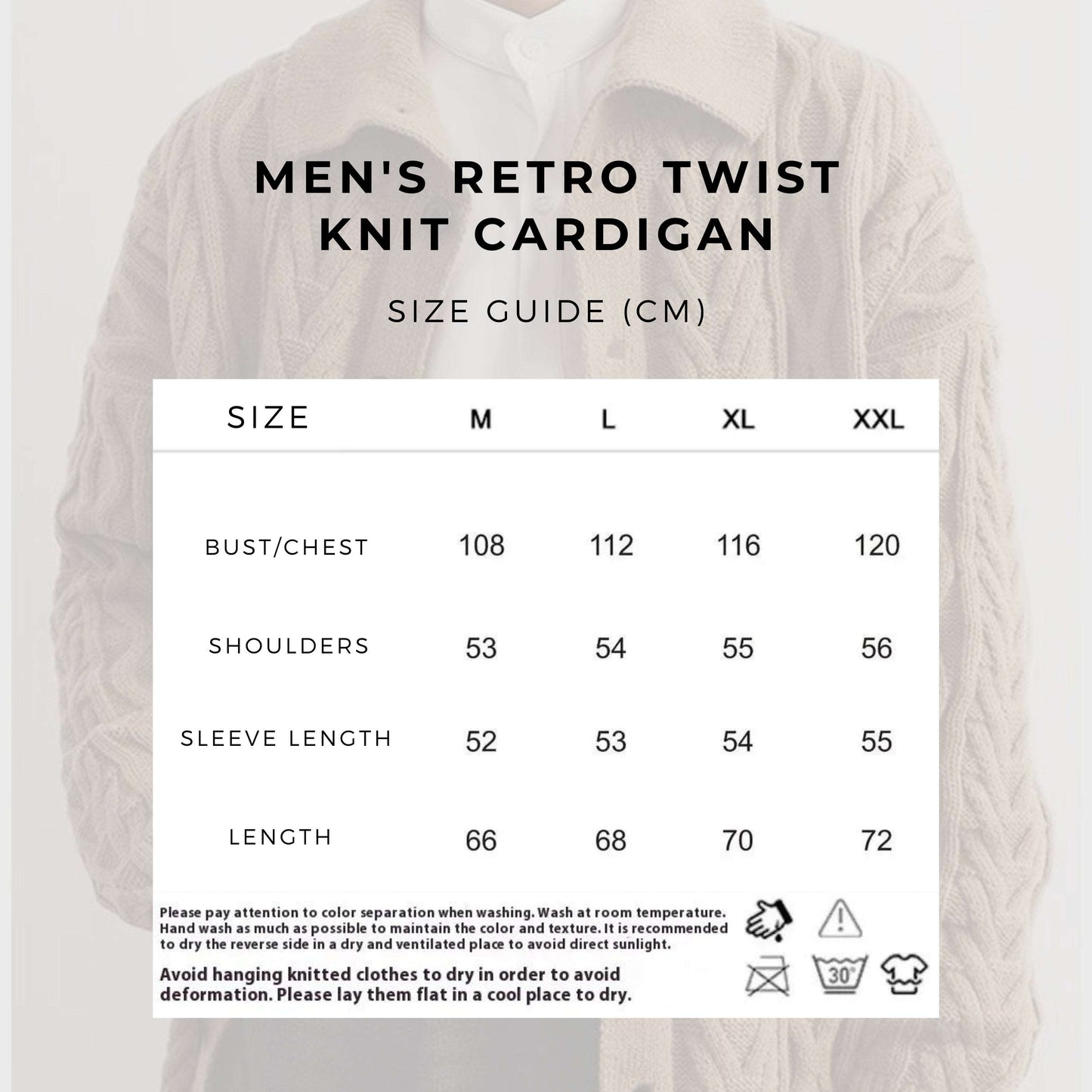 Men's Retro Twist Knit Cardigan - ChoreGirl