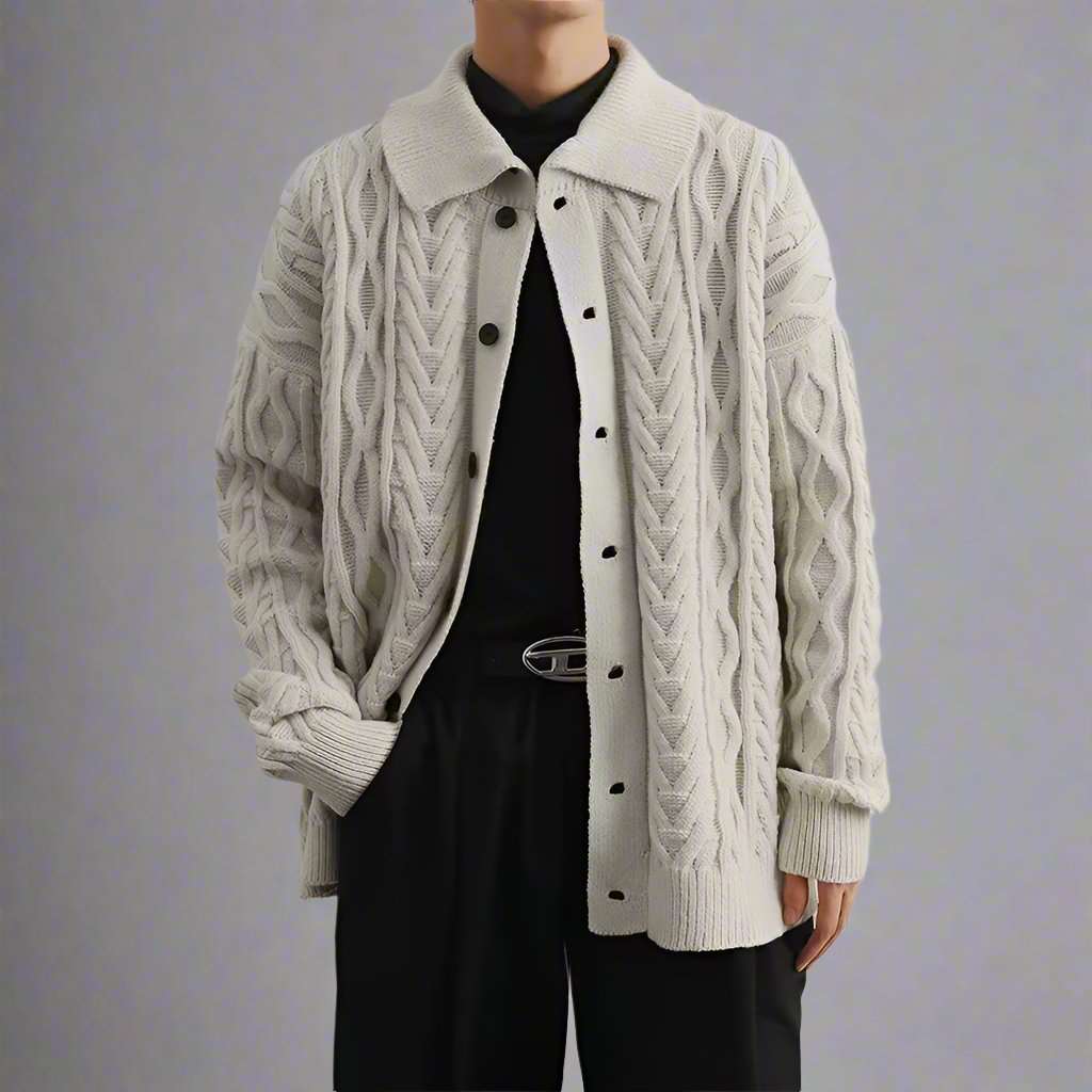 Men's Retro Twist Knit Cardigan - ChoreGirl
