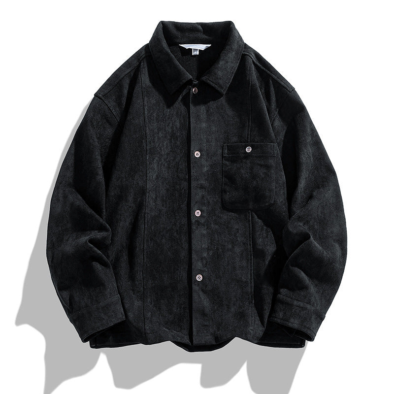 Men's Retro Velvet Long Sleeve Shirt - ChoreGirl