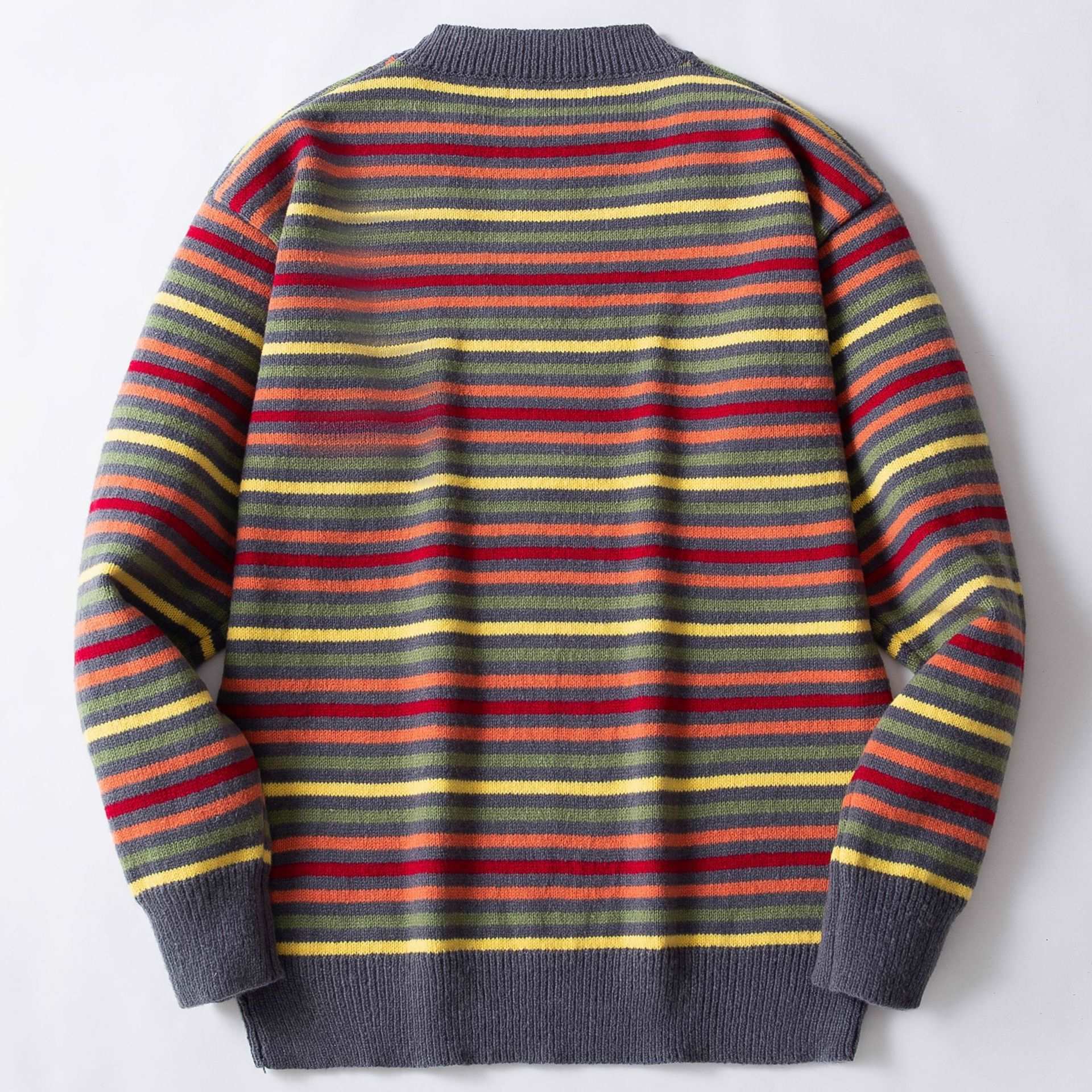 Men's Round Neck Thickened Retro Rainbow Jumper - ChoreGirl
