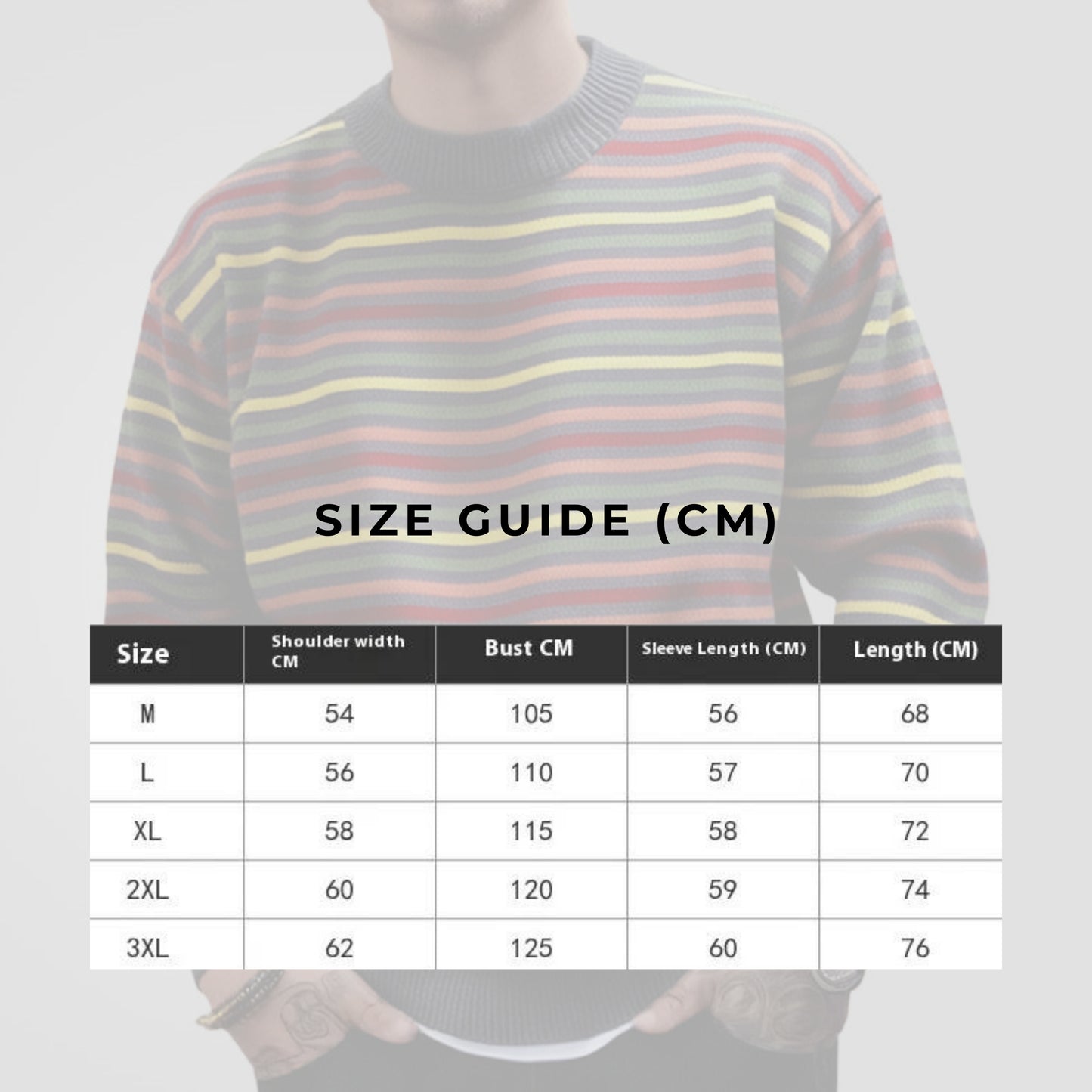 Men's Round Neck Thickened Retro Rainbow Jumper - ChoreGirl