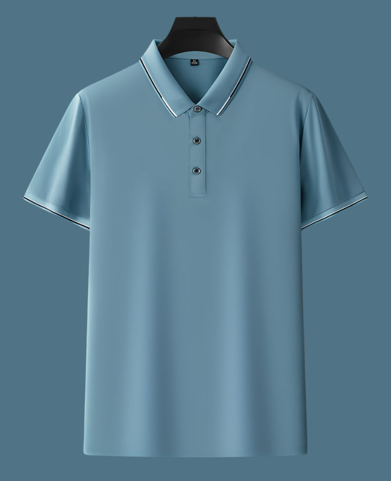 Men's Solid Color Mulberry Silk Short Sleeve Polo Shirt - ChoreGirl