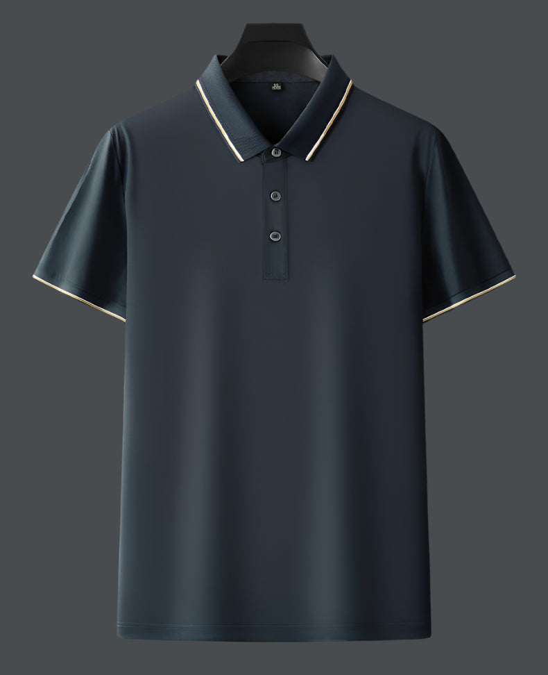 Men's Solid Color Mulberry Silk Short Sleeve Polo Shirt - ChoreGirl