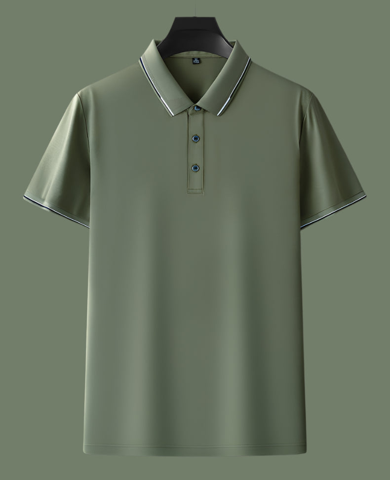 Men's Solid Color Mulberry Silk Short Sleeve Polo Shirt - ChoreGirl