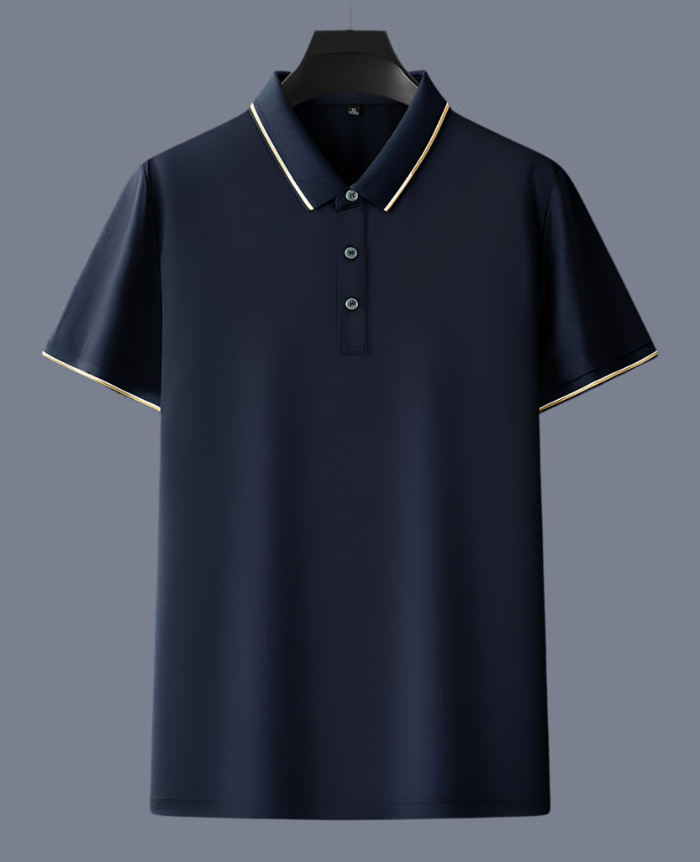 Men's Solid Color Mulberry Silk Short Sleeve Polo Shirt - ChoreGirl