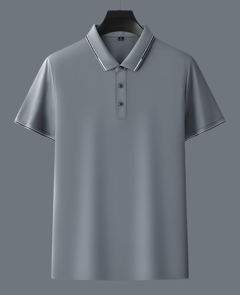 Men's Solid Color Mulberry Silk Short Sleeve Polo Shirt - ChoreGirl