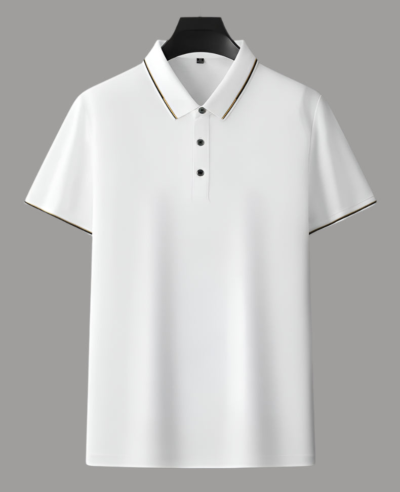 Men's Solid Color Mulberry Silk Short Sleeve Polo Shirt - ChoreGirl