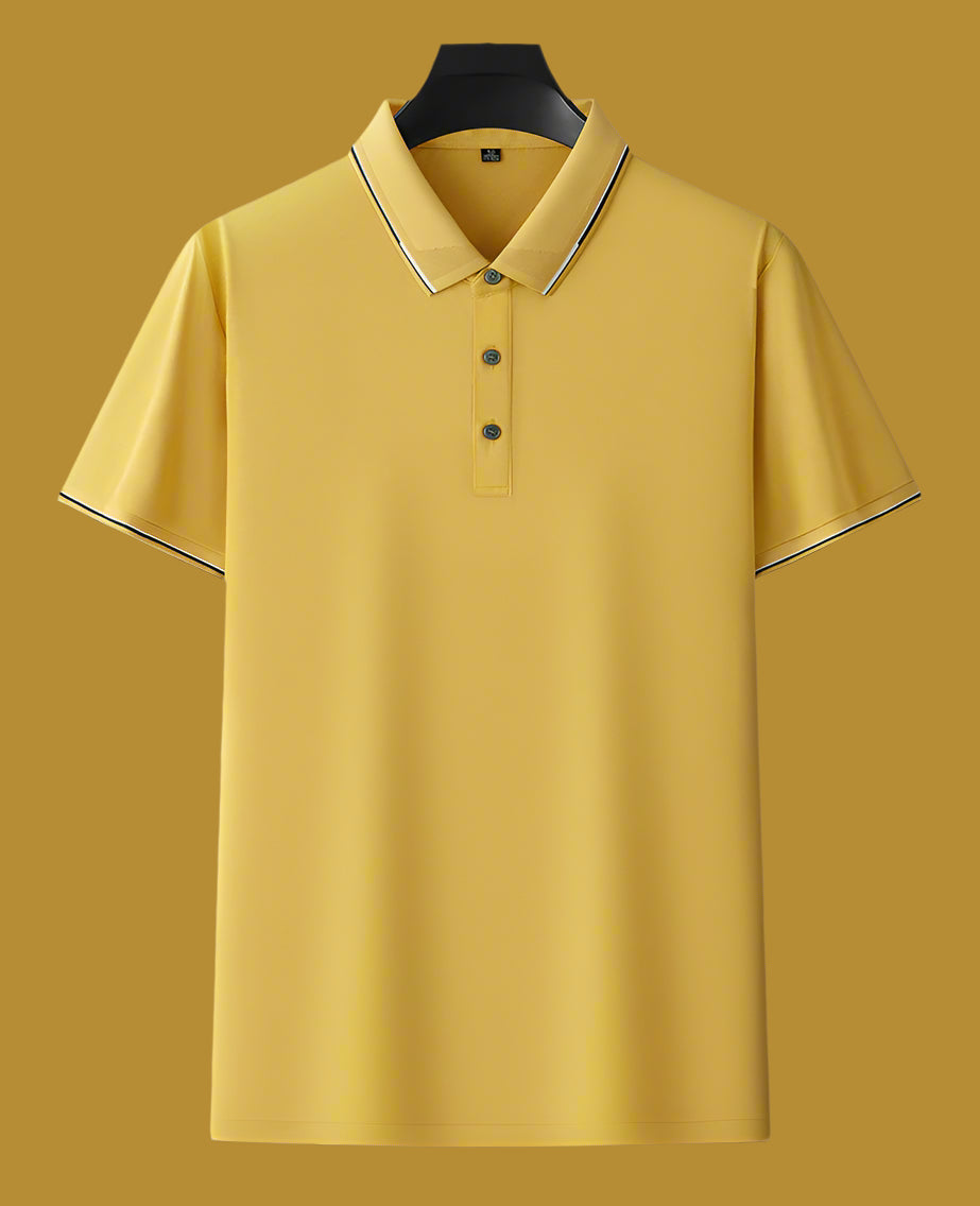 Men's Solid Color Mulberry Silk Short Sleeve Polo Shirt - ChoreGirl