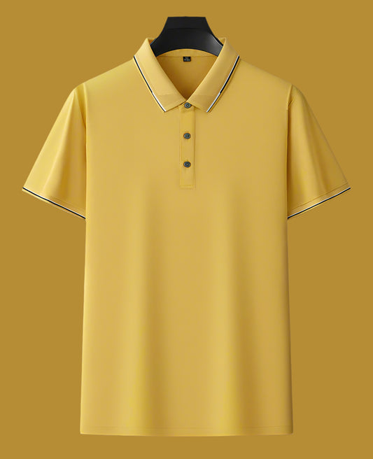 Men's Solid Color Mulberry Silk Short Sleeve Polo Shirt - ChoreGirl