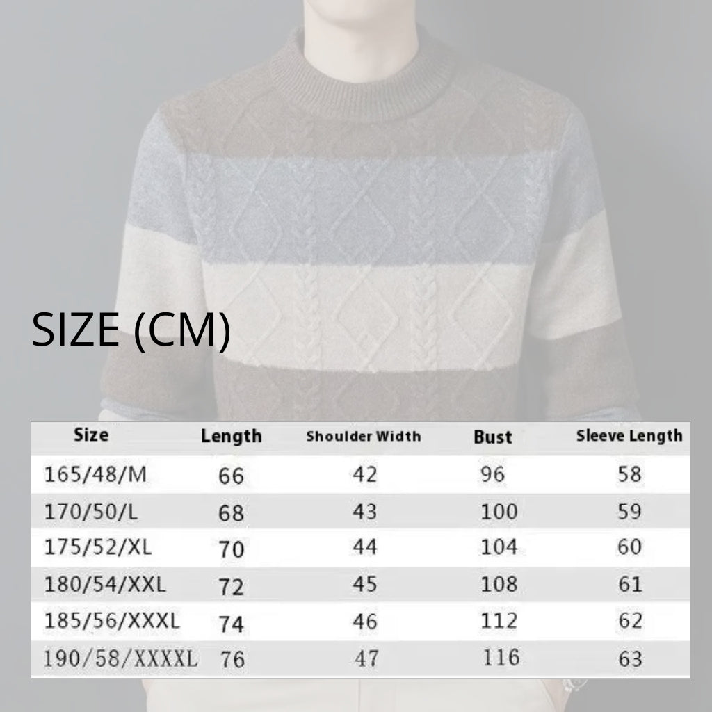 Men's Patchwork Knit Sweater - Thick Casual Pullover