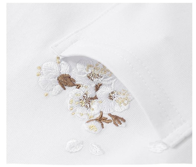 Men's Trendy Embroidery Flowers T-Shirt - ChoreGirl
