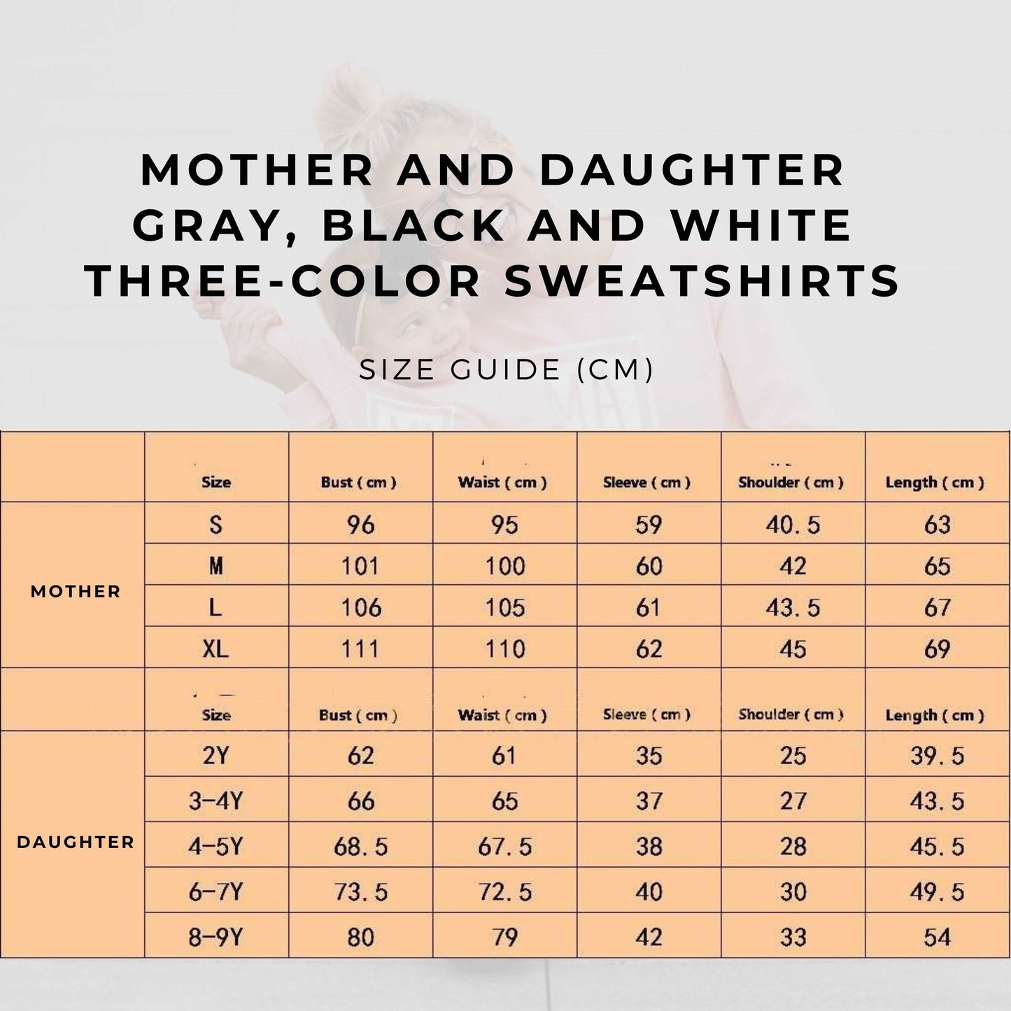 Mother and Daughter Gray, Black And White Three-color Sweatshirts - ChoreGirl