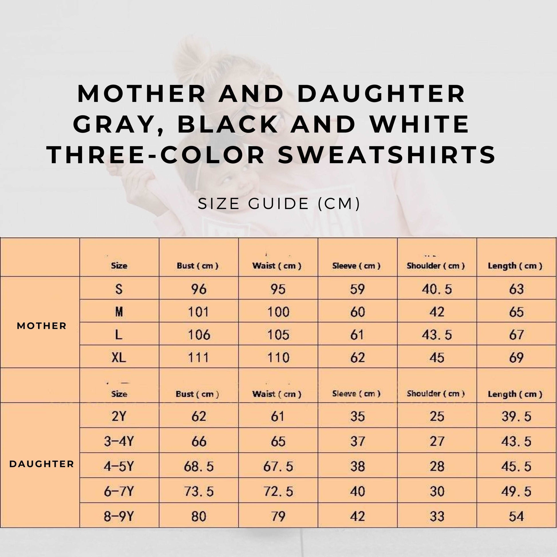 Mother and Daughter Gray, Black And White Three-color Sweatshirts - ChoreGirl
