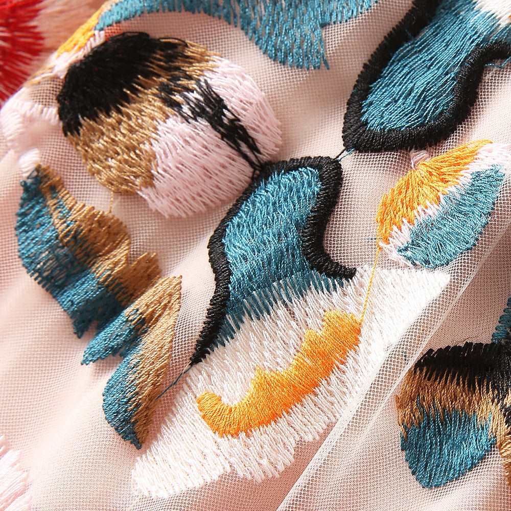 Women's Embroidered Mesh Fashion Dress - ChoreGirl