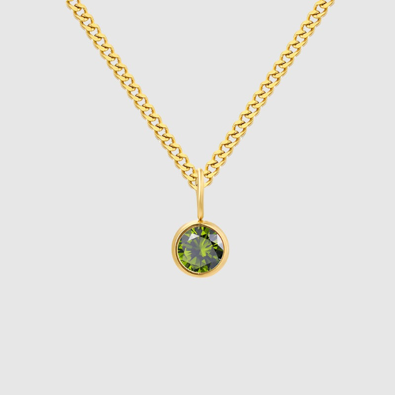 Unisex Stainless Steel Necklace With Diamond Birthstone Pendant - ChoreGirl
