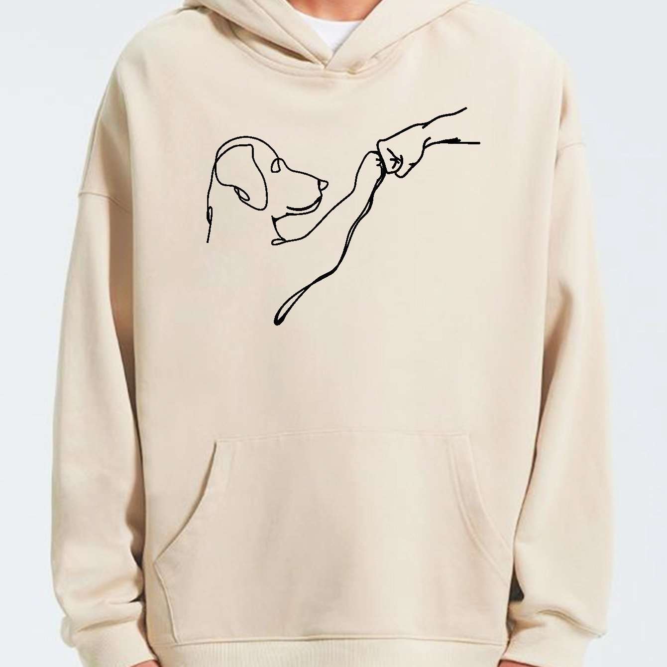 Unisex Casual Dog And Man Printed Hoodie - ChoreGirl
